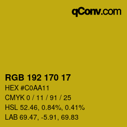 颜色代码: RGB 192 170 17 | qconv.com