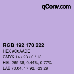 Color code: RGB 192 170 222 | qconv.com