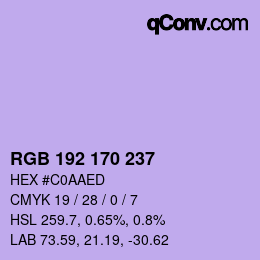 Color code: RGB 192 170 237 | qconv.com