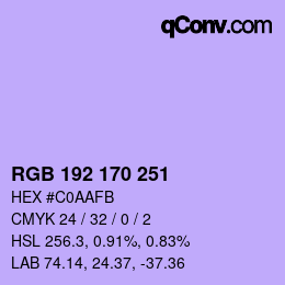 Color code: RGB 192 170 251 | qconv.com