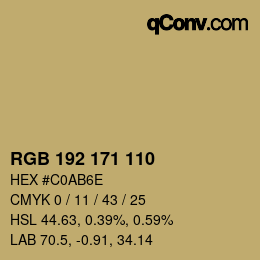 Color code: RGB 192 171 110 | qconv.com