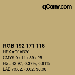 Color code: RGB 192 171 118 | qconv.com