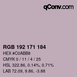 Color code: RGB 192 171 184 | qconv.com