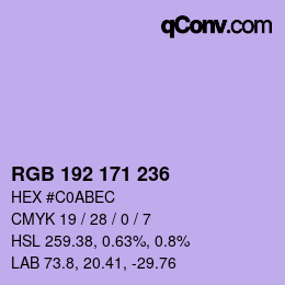 Color code: RGB 192 171 236 | qconv.com