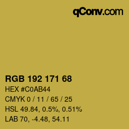 Color code: RGB 192 171 68 | qconv.com