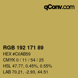 カラーコード: RGB 192 171 89 | qconv.com