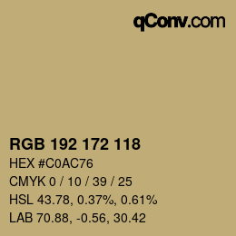 Color code: RGB 192 172 118 | qconv.com