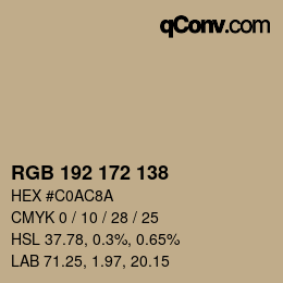 Color code: RGB 192 172 138 | qconv.com