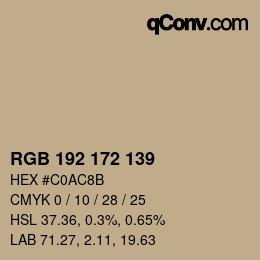 Código de color: RGB 192 172 139 | qconv.com