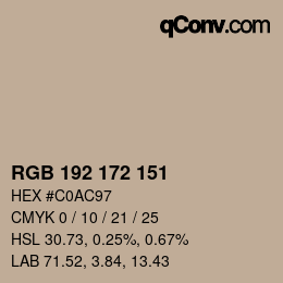 Color code: RGB 192 172 151 | qconv.com