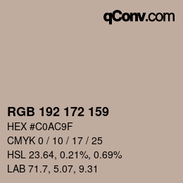 カラーコード: RGB 192 172 159 | qconv.com