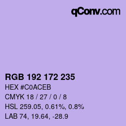 Color code: RGB 192 172 235 | qconv.com