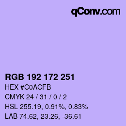 Color code: RGB 192 172 251 | qconv.com