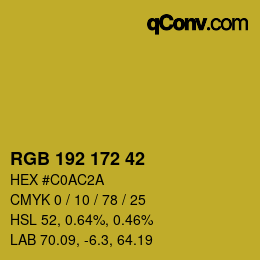 カラーコード: RGB 192 172 42 | qconv.com