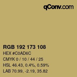 颜色代码: RGB 192 173 108 | qconv.com