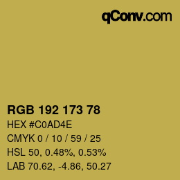 颜色代码: RGB 192 173 78 | qconv.com