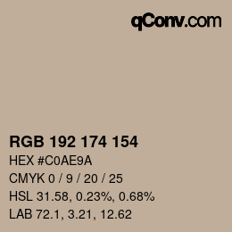 Code couleur: RGB 192 174 154 | qconv.com