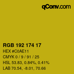 Color code: RGB 192 174 17 | qconv.com