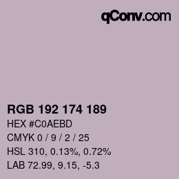カラーコード: RGB 192 174 189 | qconv.com