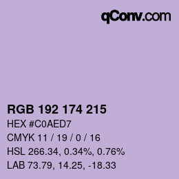 Color code: RGB 192 174 215 | qconv.com