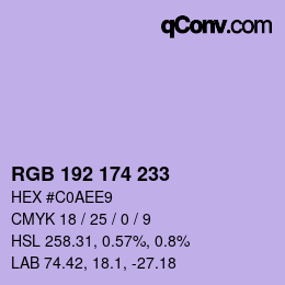 Color code: RGB 192 174 233 | qconv.com