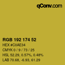 Color code: RGB 192 174 52 | qconv.com