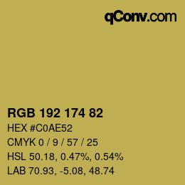Color code: RGB 192 174 82 | qconv.com