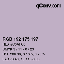 Color code: RGB 192 175 197 | qconv.com