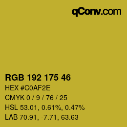 Color code: RGB 192 175 46 | qconv.com