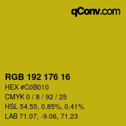 Color code: RGB 192 176 16 | qconv.com