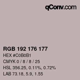 Color code: RGB 192 176 177 | qconv.com