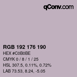 Color code: RGB 192 176 190 | qconv.com