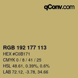 Color code: RGB 192 177 113 | qconv.com
