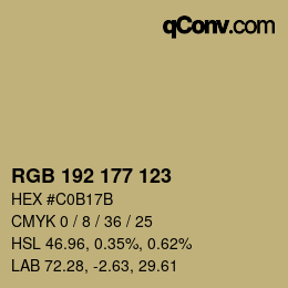 Color code: RGB 192 177 123 | qconv.com