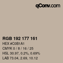 Color code: RGB 192 177 161 | qconv.com