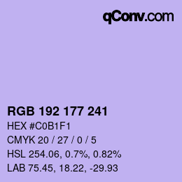 Color code: RGB 192 177 241 | qconv.com
