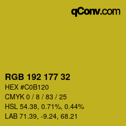 Código de color: RGB 192 177 32 | qconv.com