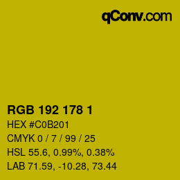 Color code: RGB 192 178 1 | qconv.com