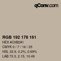 Color code: RGB 192 178 161 | qconv.com