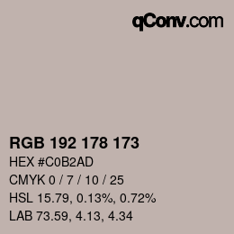 Código de color: RGB 192 178 173 | qconv.com