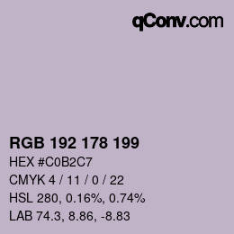 Color code: RGB 192 178 199 | qconv.com
