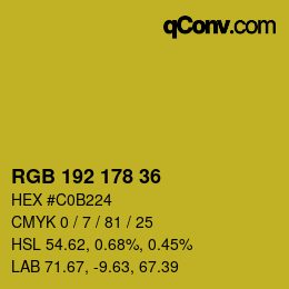 Color code: RGB 192 178 36 | qconv.com
