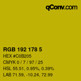 Color code: RGB 192 178 5 | qconv.com