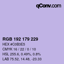 Código de color: RGB 192 179 229 | qconv.com
