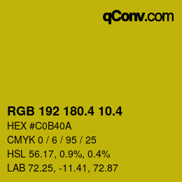カラーコード: RGB 192 180.4 10.4 | qconv.com