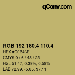 カラーコード: RGB 192 180.4 110.4 | qconv.com