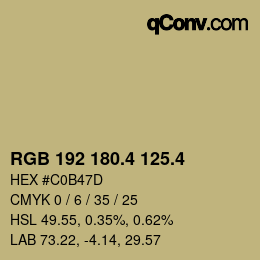 カラーコード: RGB 192 180.4 125.4 | qconv.com
