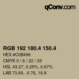 カラーコード: RGB 192 180.4 150.4 | qconv.com