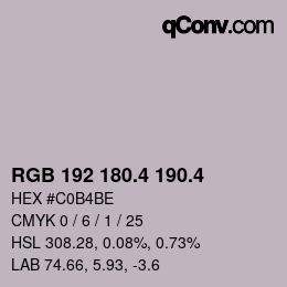 カラーコード: RGB 192 180.4 190.4 | qconv.com