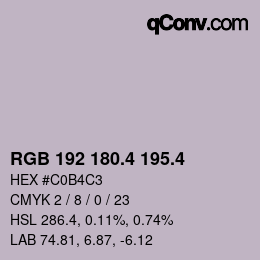 カラーコード: RGB 192 180.4 195.4 | qconv.com